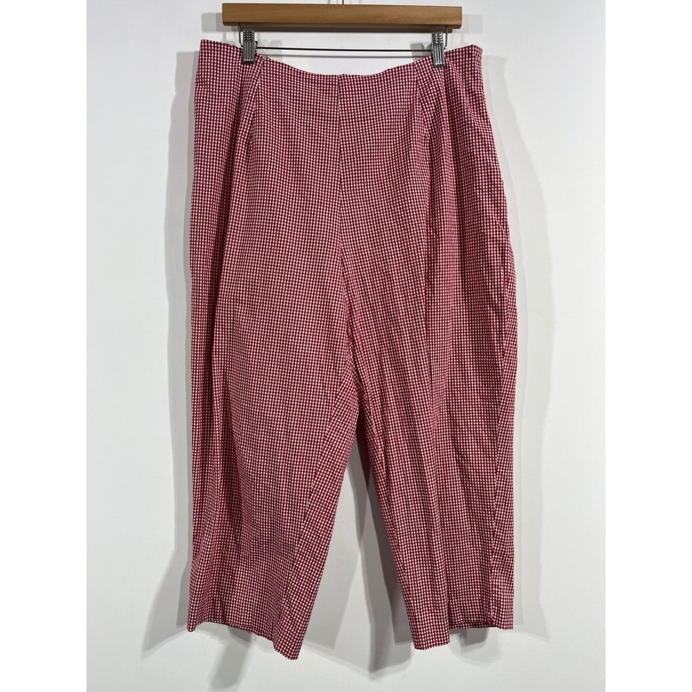 Briggs Preppy Coastal Boho Gingham Wide Leg Fisherman Crop Pants Womens 16W